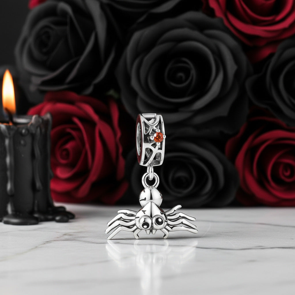 Gothic Hollow Skull and Cobweb Charms