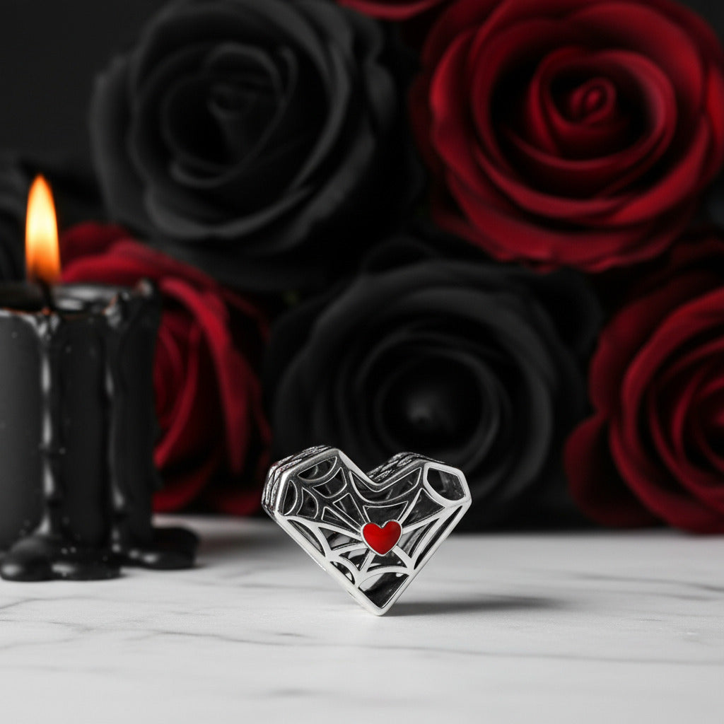 Gothic Hollow Skull and Cobweb Charms