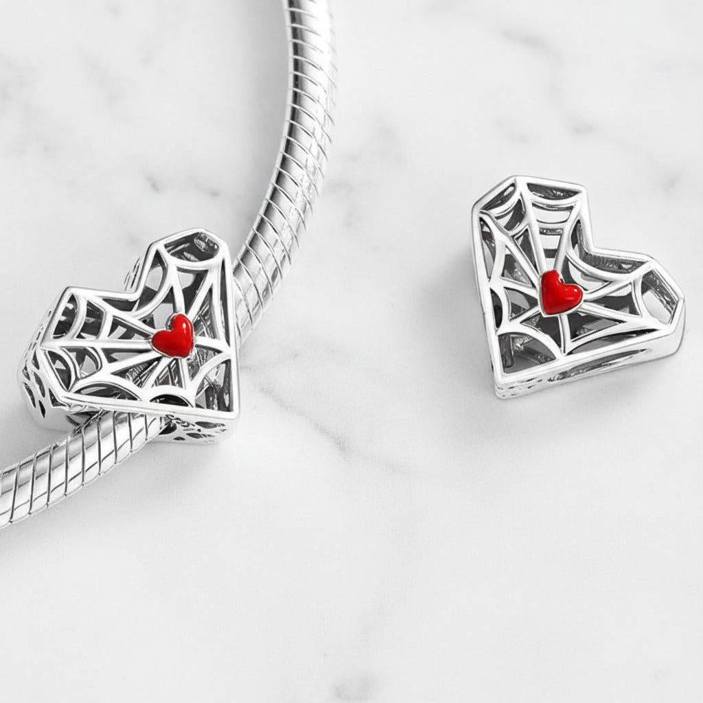 Gothic Hollow Skull and Cobweb Charms