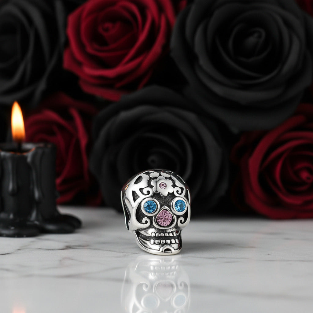 Gothic Hollow Skull and Cobweb Charms
