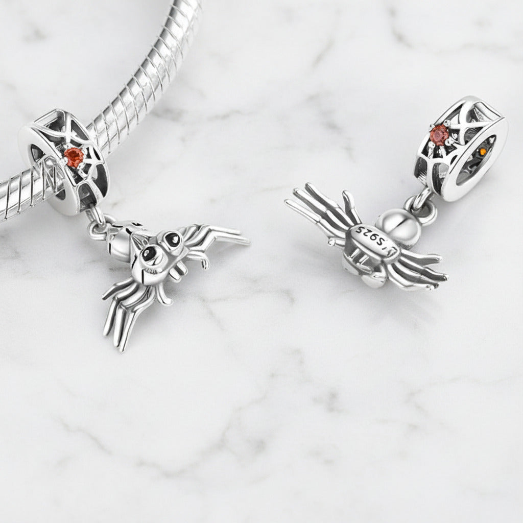 Gothic Hollow Skull and Cobweb Charms