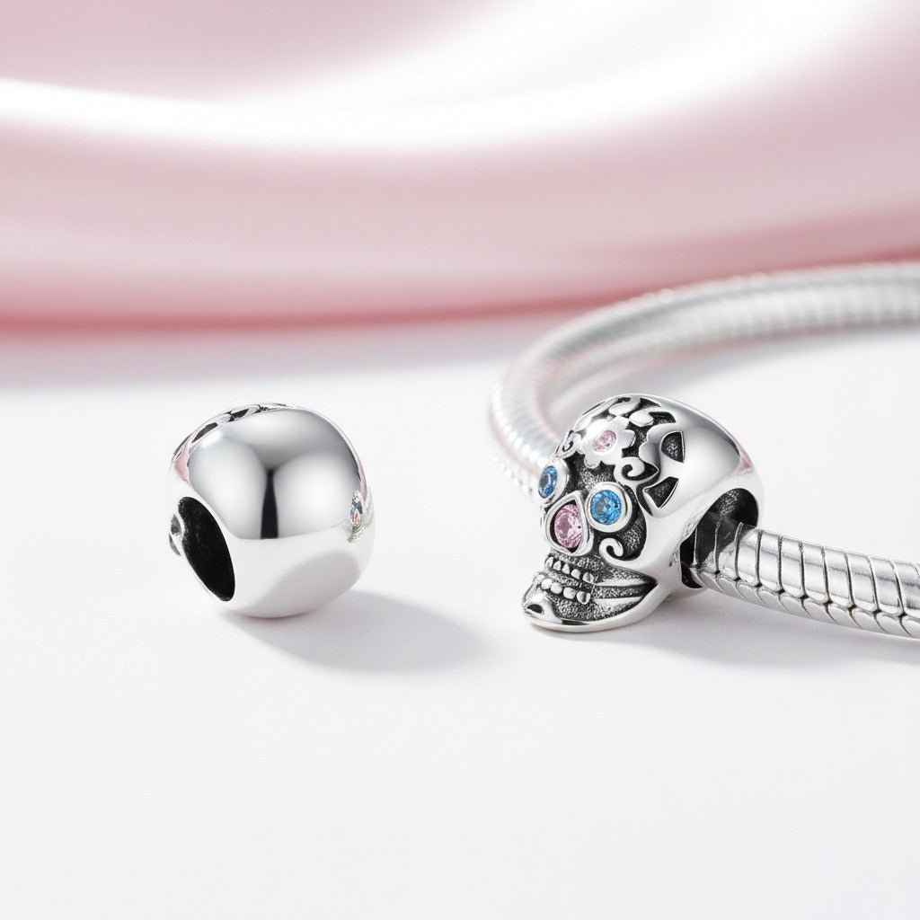 Gothic Hollow Skull and Cobweb Charms