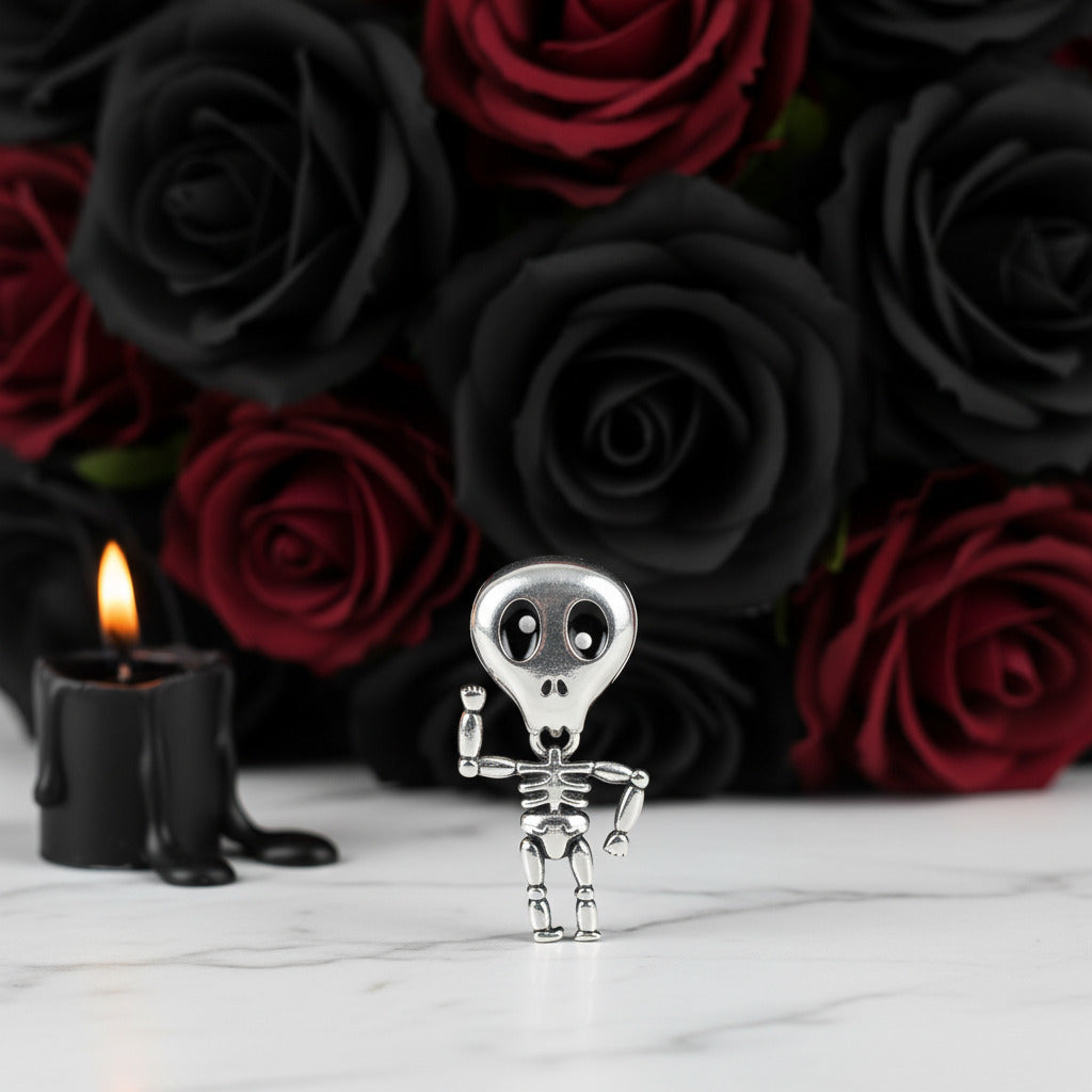 Gothic Hollow Skull and Cobweb Charms