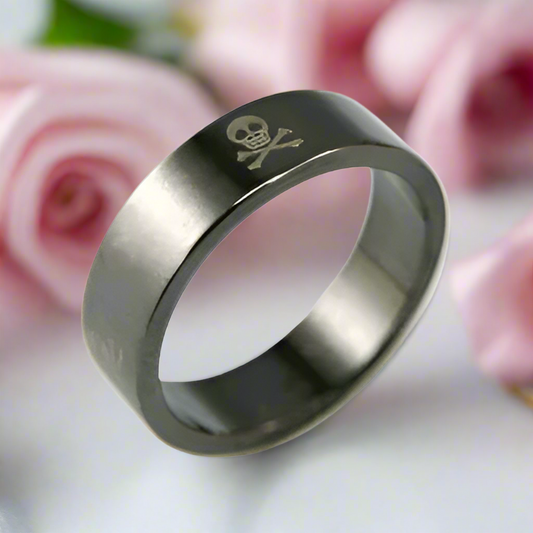 Gothic Skull Cross Bone Men's Ring Band