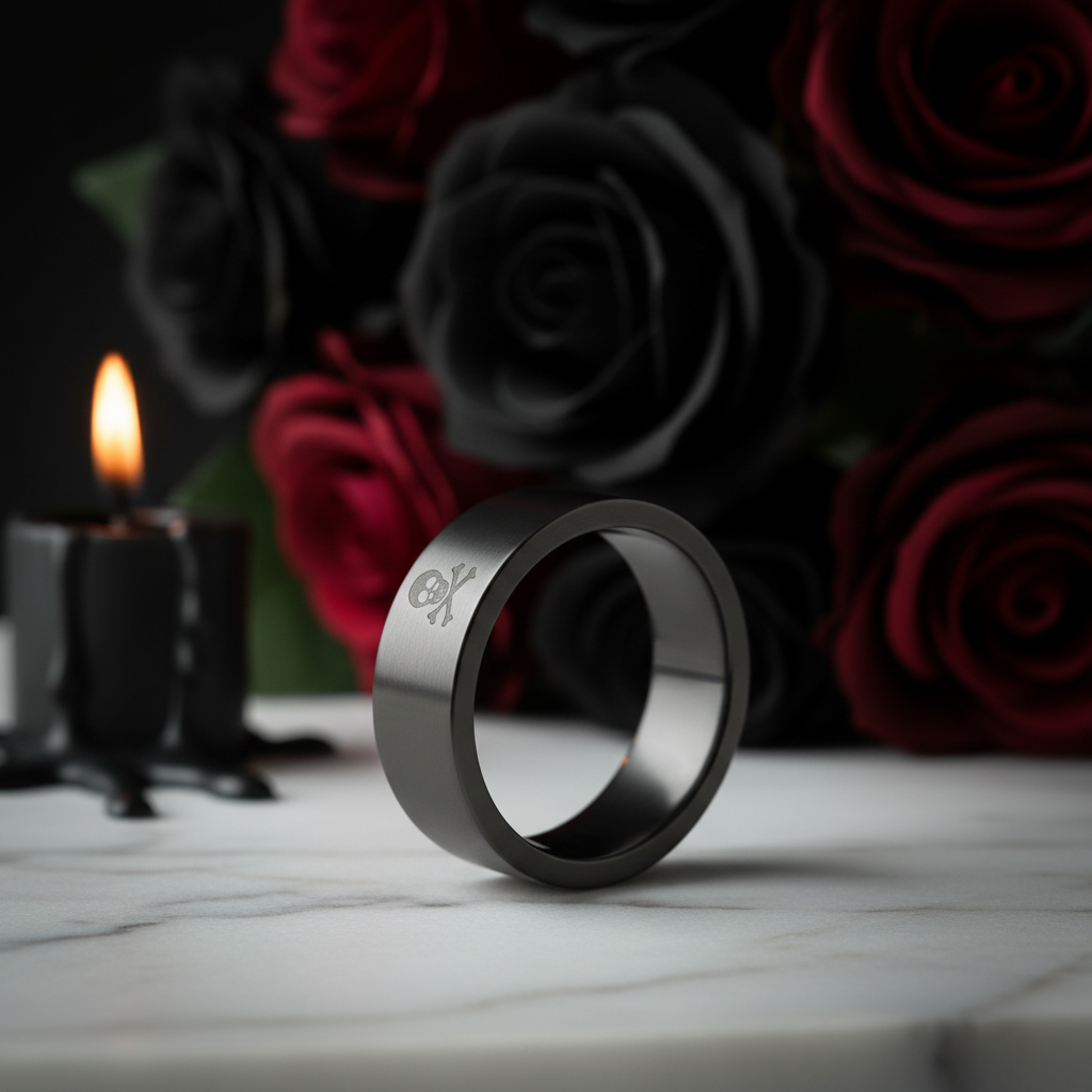 Gothic Skull Cross Bone Men's Ring Band