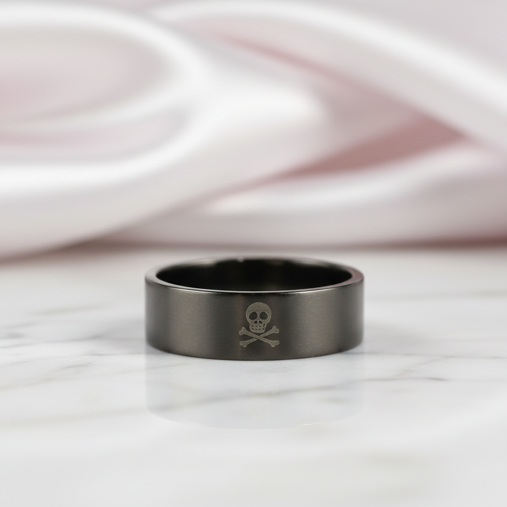 Gothic Skull Cross Bone Men's Ring Band