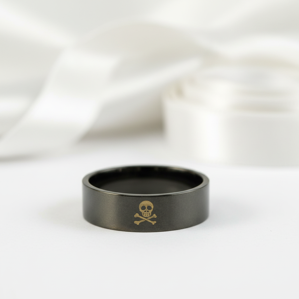 Gothic Skull Cross Bone Men's Ring Band