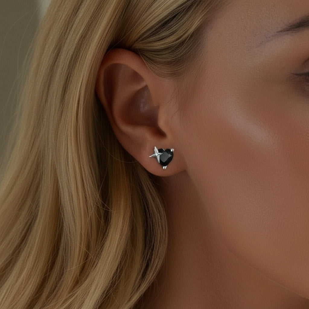 Gothic Stud Earrings with Black Diamond Option