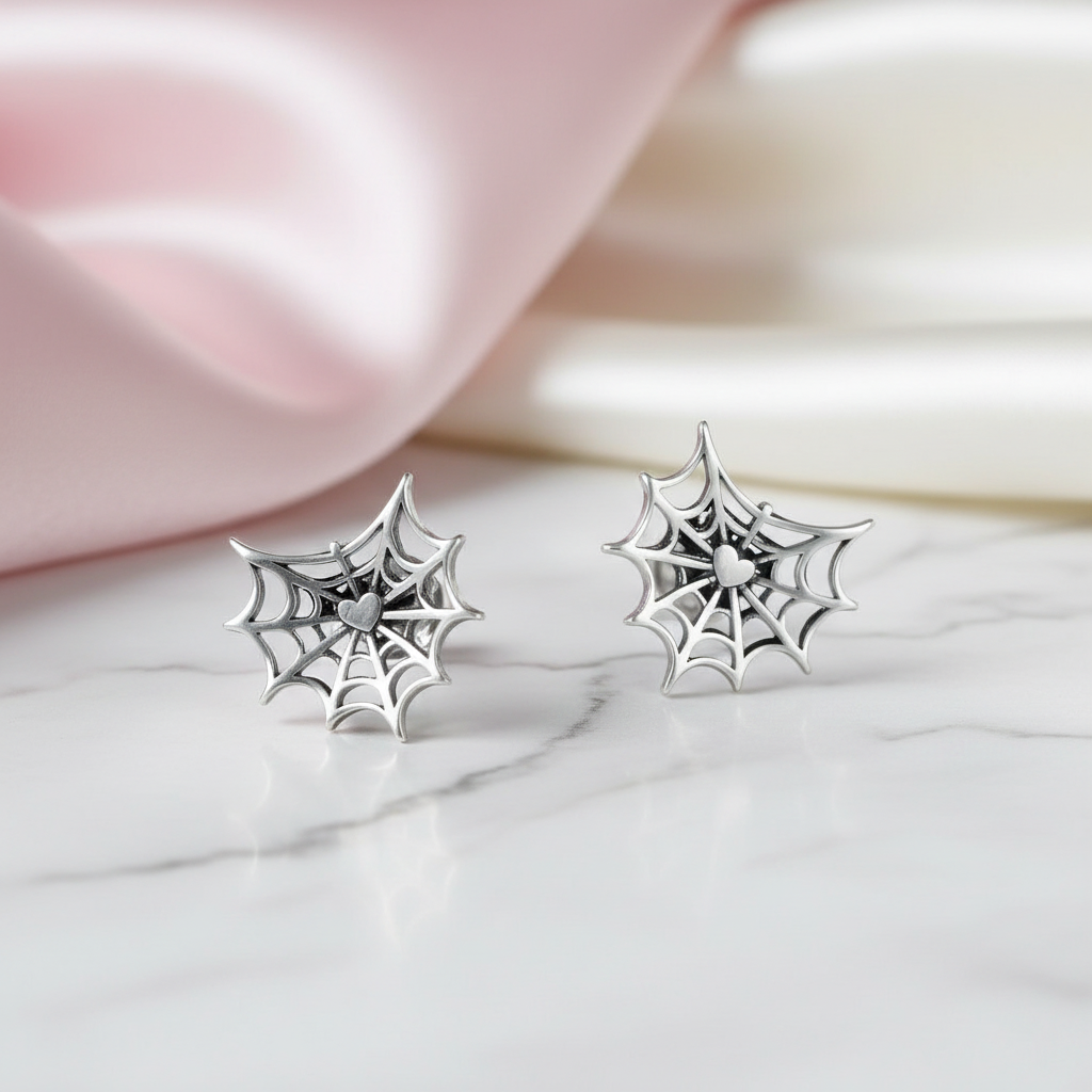 Gothic Option Retro Spider Web Stud Earrings