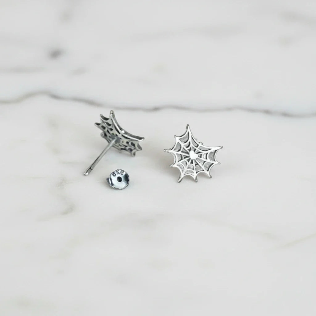 Gothic Option Retro Spider Web Stud Earrings