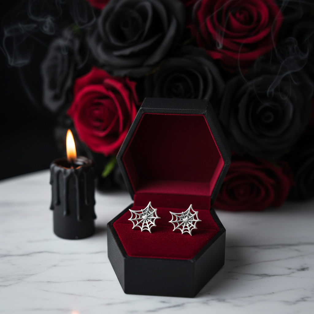 Gothic Option Retro Spider Web Stud Earrings