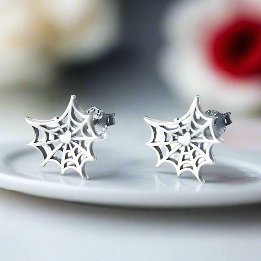 Gothic Option Retro Spider Web Stud Earrings