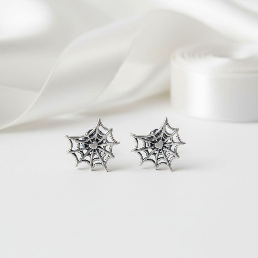 Gothic Option Retro Spider Web Stud Earrings