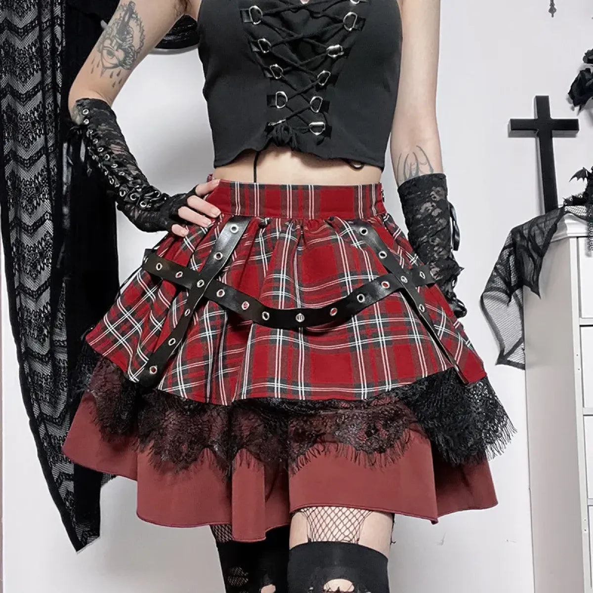 Harajuku Plaid Pleated Skirt - Y2K Mini Cake Skirt