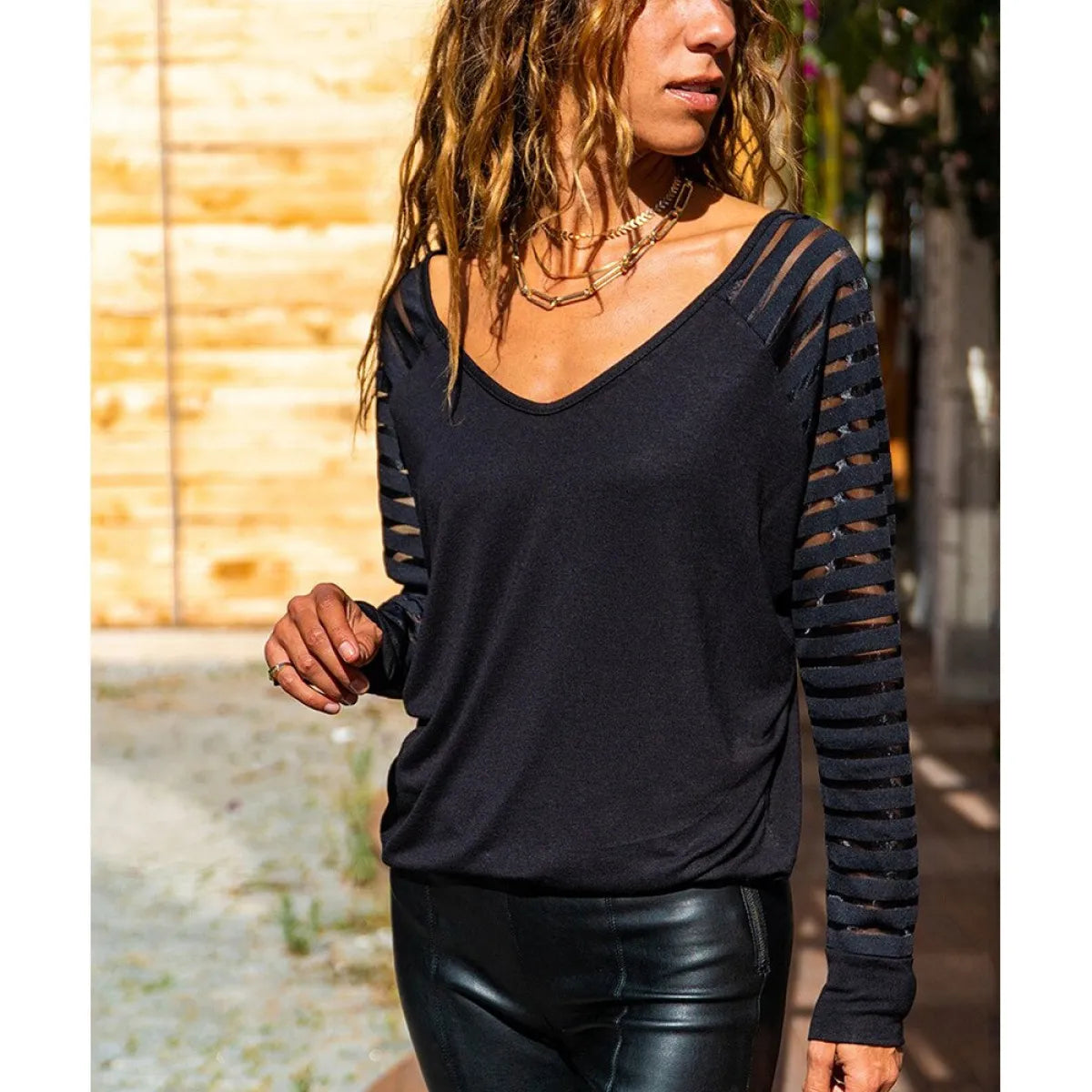 Harajuku Style Mesh Sleeve Shirt