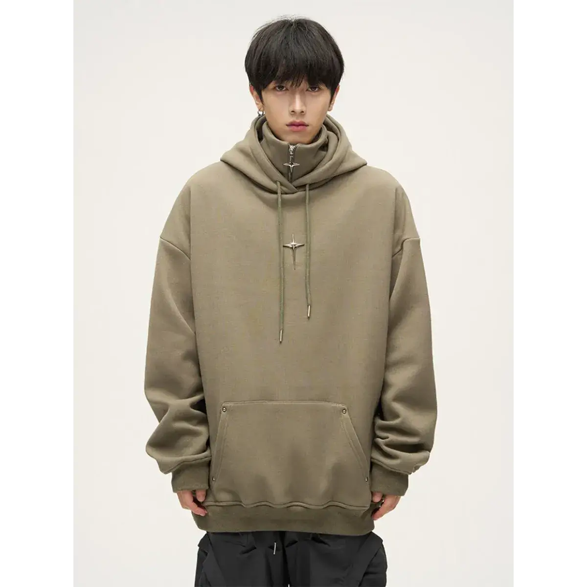 Harajuku High Neck Hoodie
