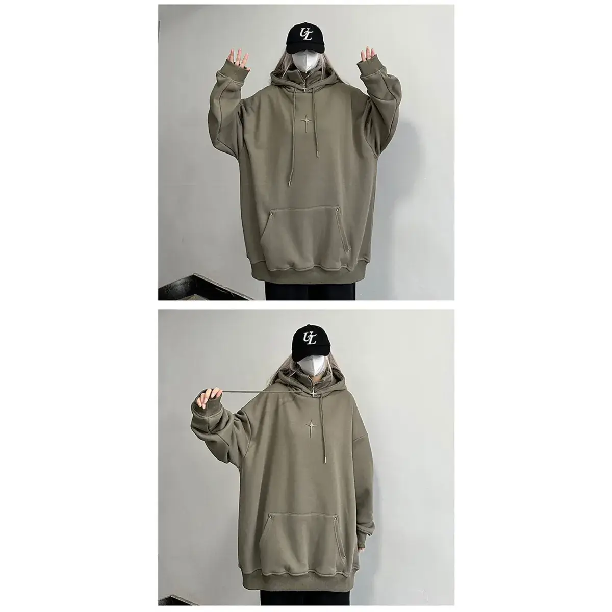 Harajuku High Neck Hoodie