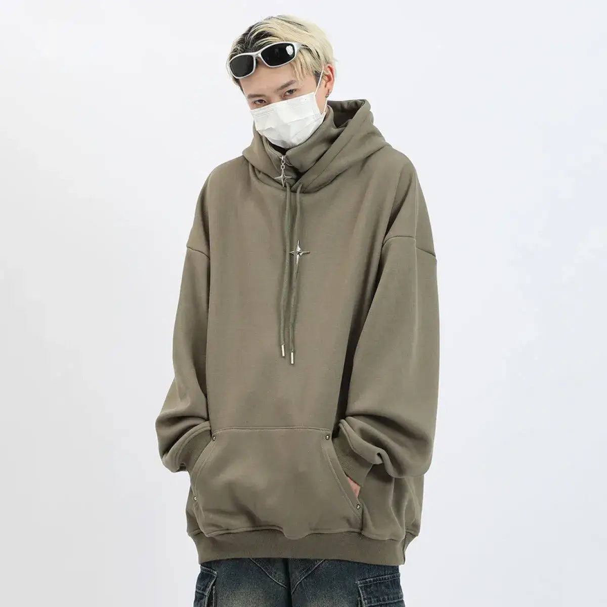 Harajuku High Neck Hoodie