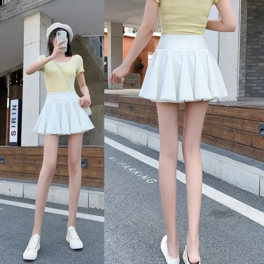High Waist Pleated Mini Skirt – Korean Style Skater Skirt for Women
