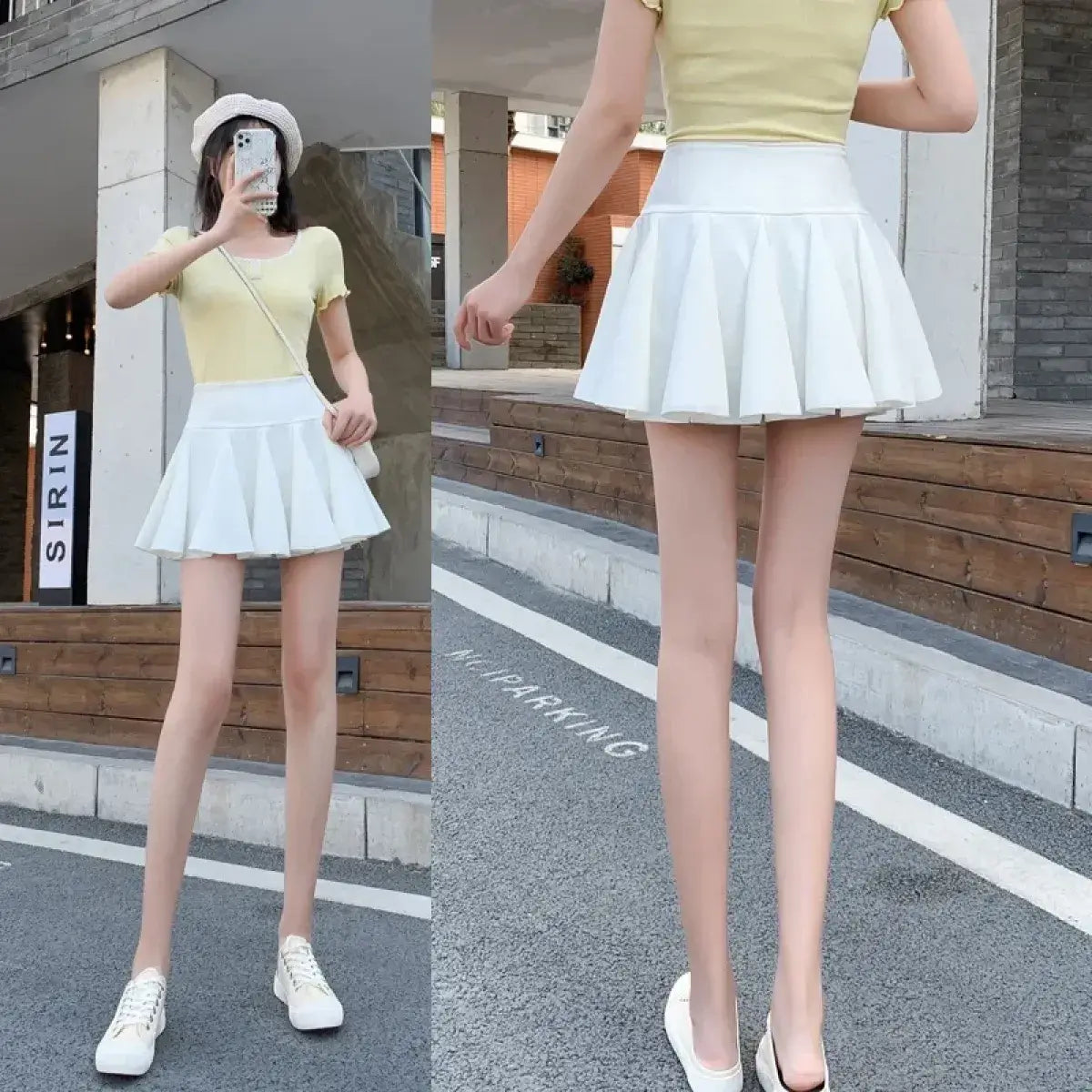 High Waist Pleated Mini Skirt – Korean Style Skater Skirt for Women