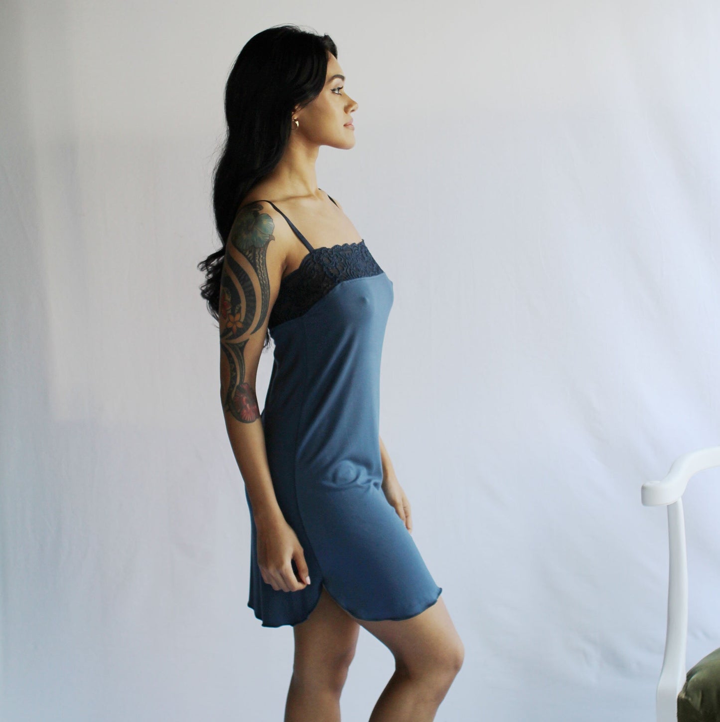 Bamboo Slip with lace trim