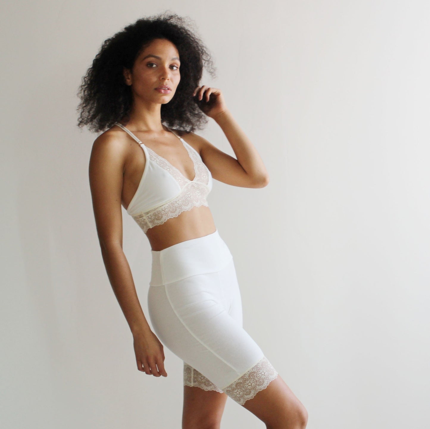 Organic Cotton  Biker Shorts with Lace Trim