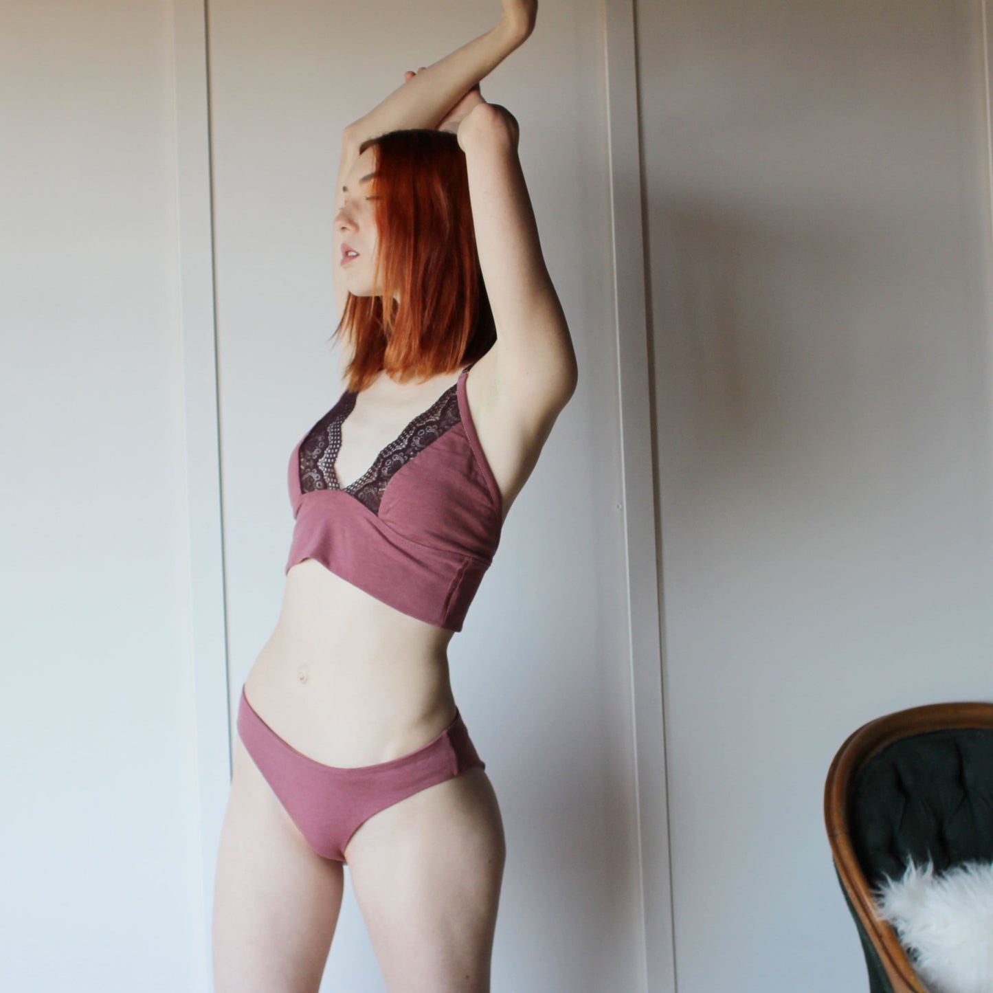 Tencel and Organic Cotton Lingerie Set with Lace Trim