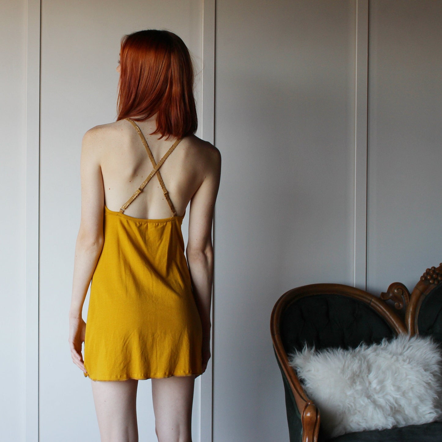 Tencel and Organic Cotton Nightgown with lace trim