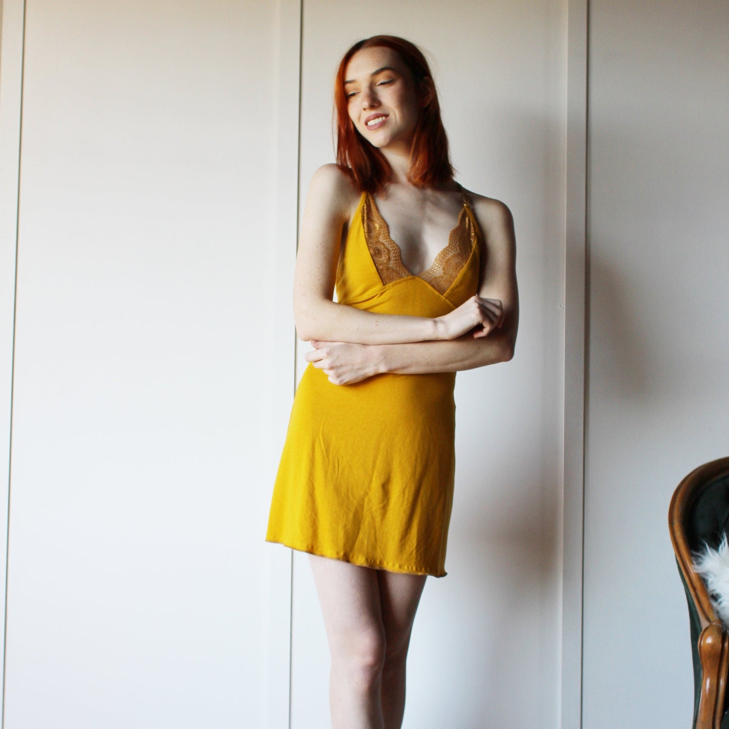 Tencel and Organic Cotton Nightgown with lace trim