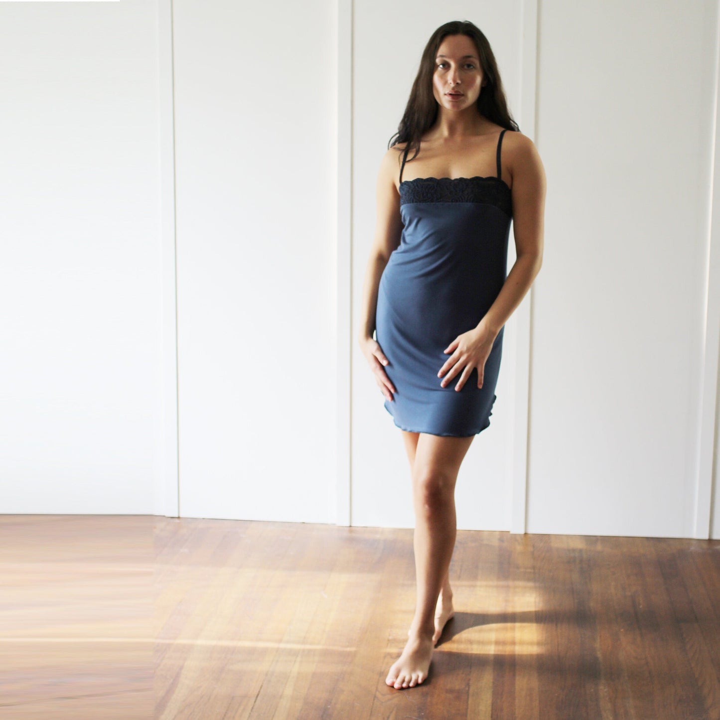 Bamboo Slip with lace trim