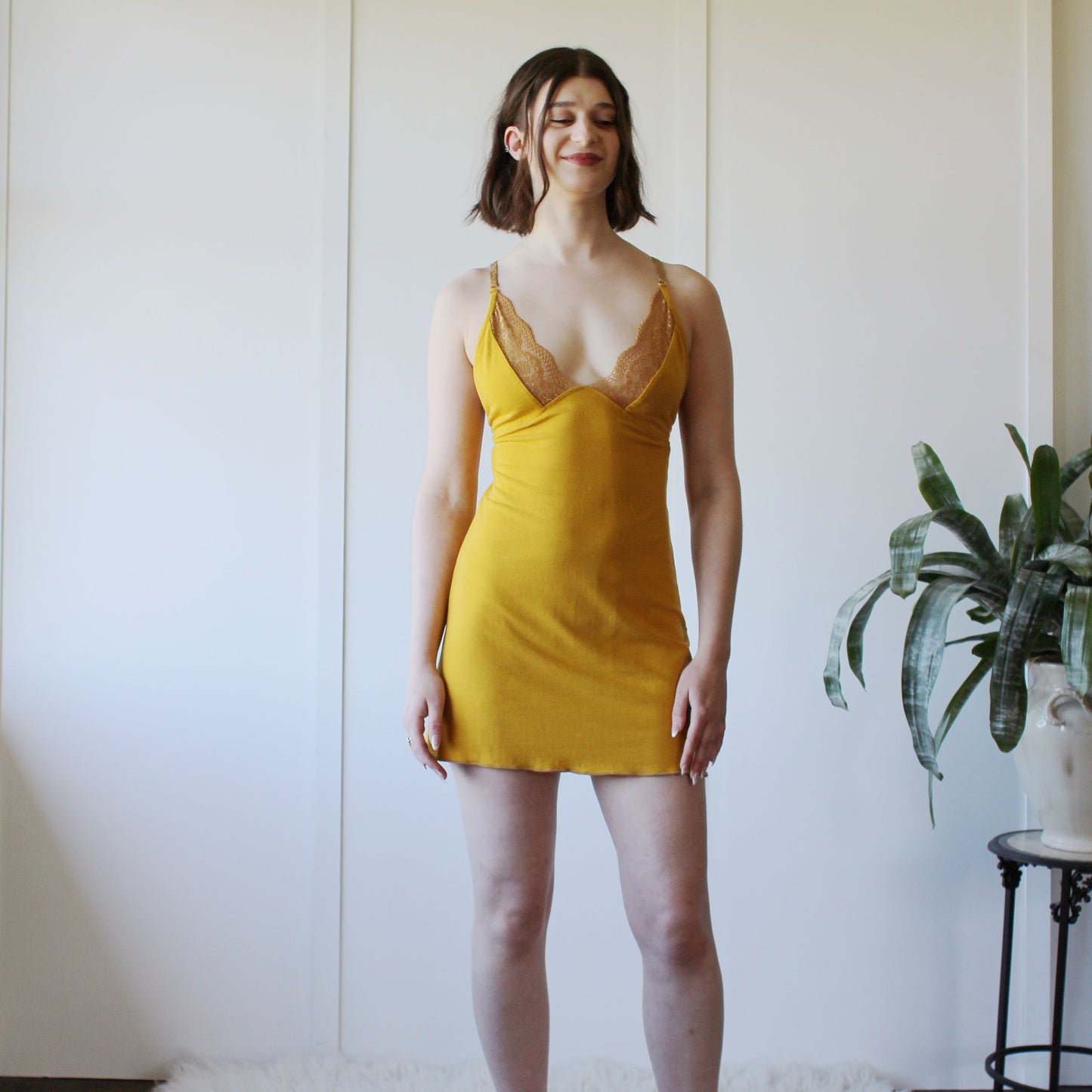 Tencel and Organic Cotton Nightgown with lace trim