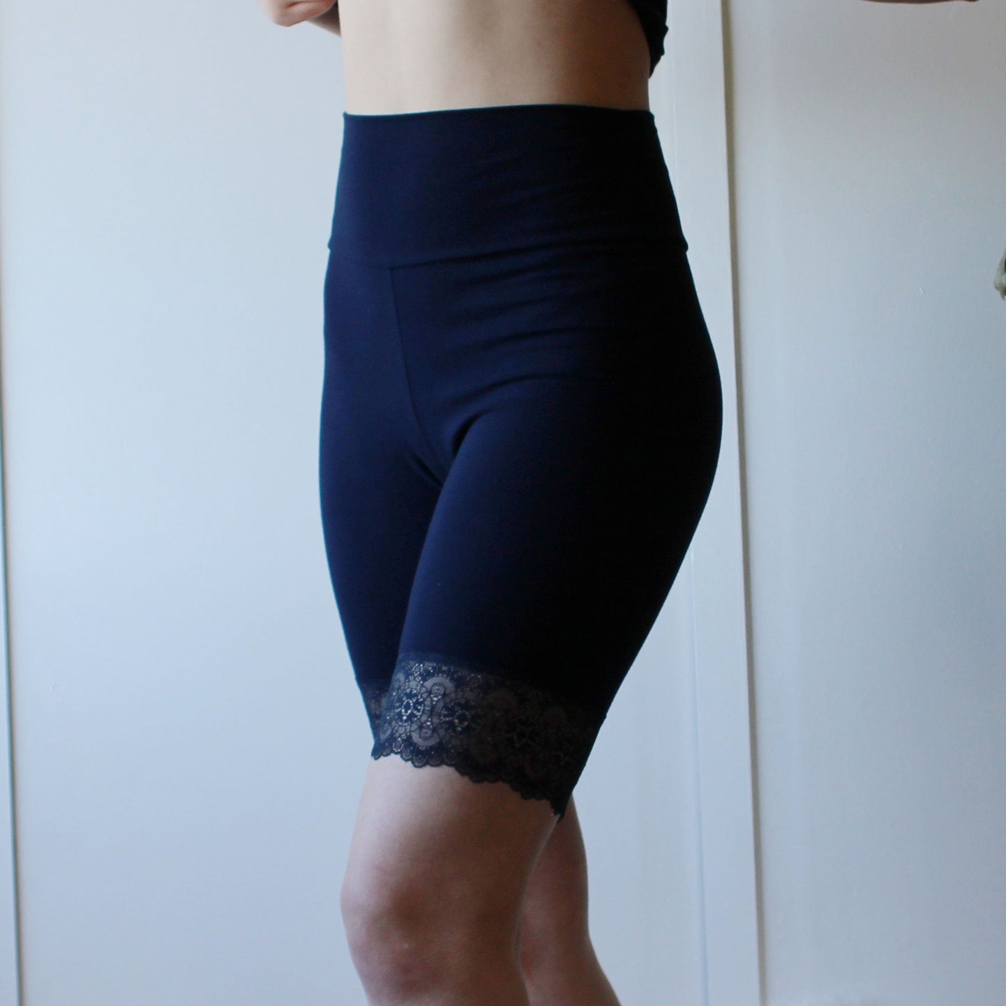 Organic Cotton  Biker Shorts with Lace Trim