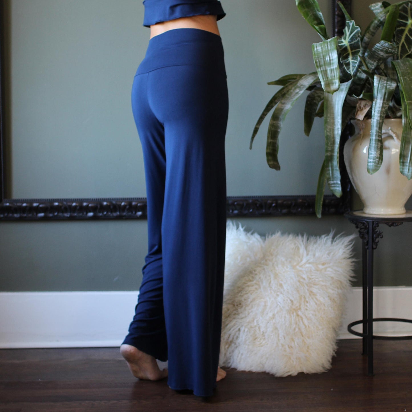 Wide Leg Pajama Pants with Foldover Waistband