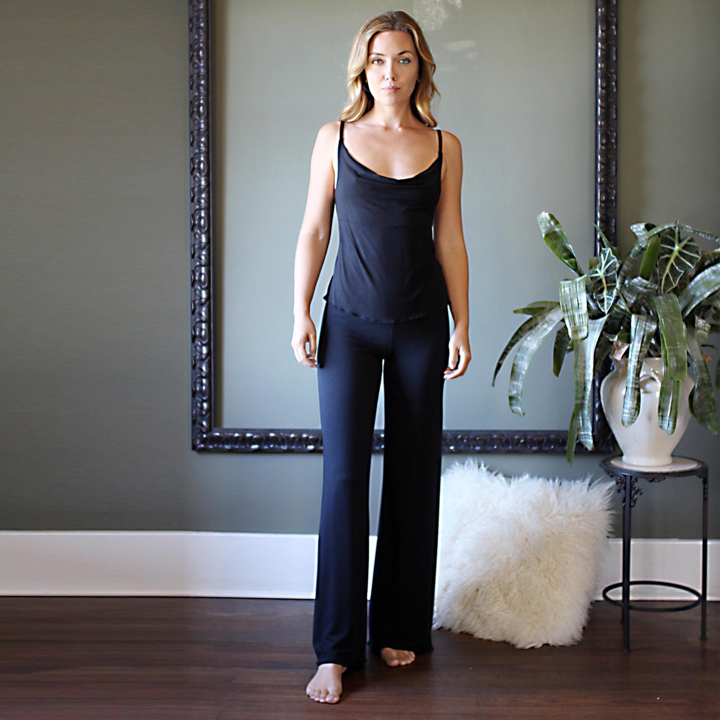 Bamboo Pajama Set with draped neckline