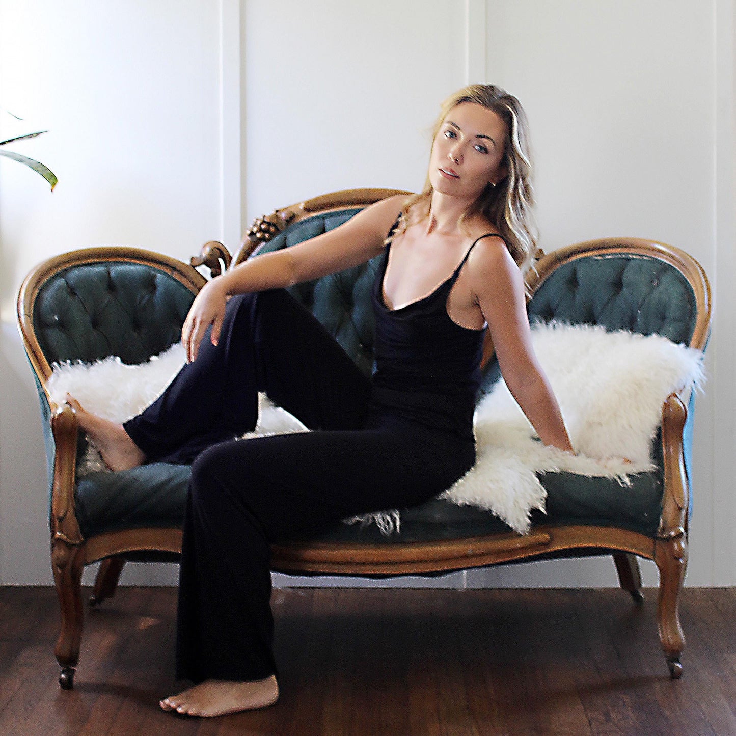 Bamboo Pajama Set with draped neckline