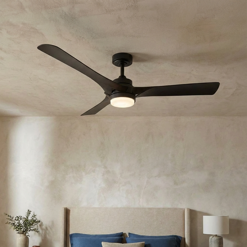 52 Inch Ivy Industrial Downrod Mount LED Ceiling Fan with Remote Control