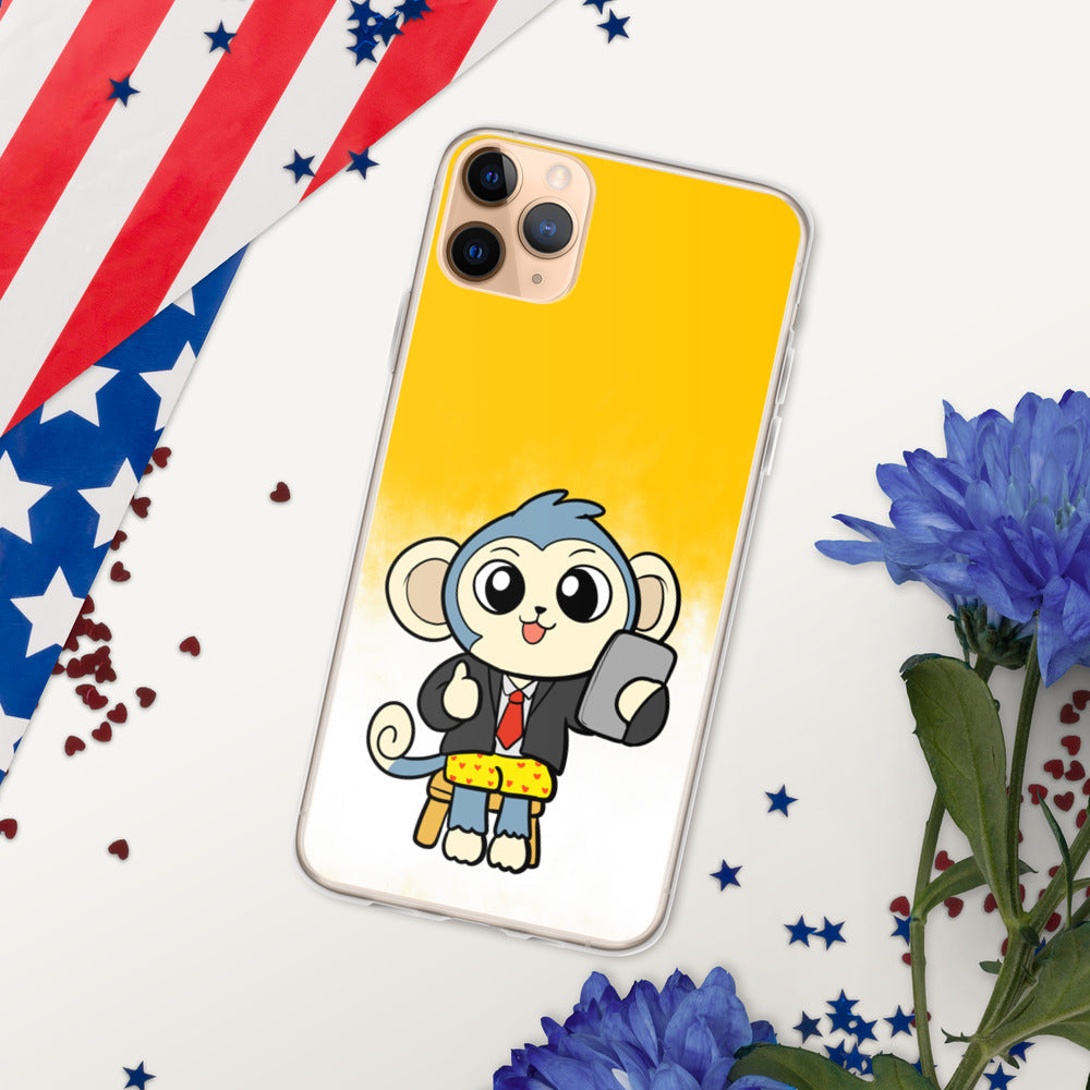 Liberty at Work from Home Cartoon Monkey iPhone Case