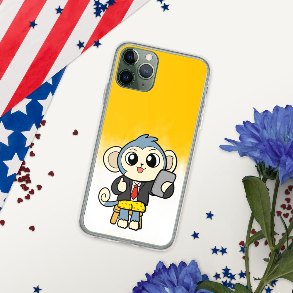 Liberty at Work from Home Cartoon Monkey iPhone Case