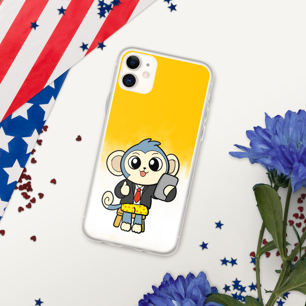 Liberty at Work from Home Cartoon Monkey iPhone Case