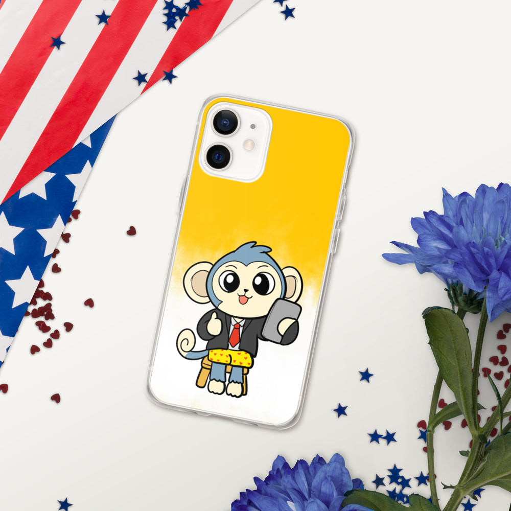 Liberty at Work from Home Cartoon Monkey iPhone Case