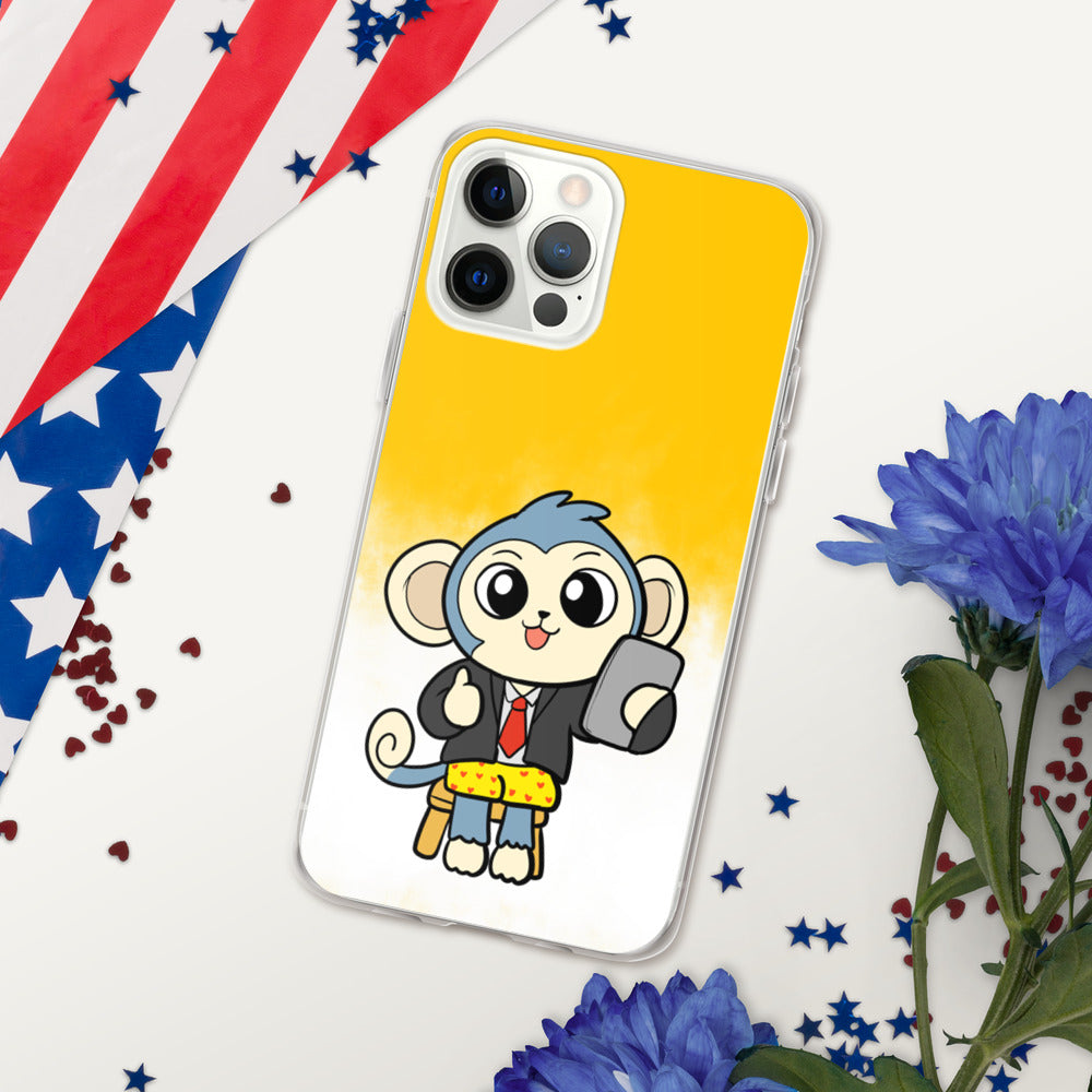 Liberty at Work from Home Cartoon Monkey iPhone Case