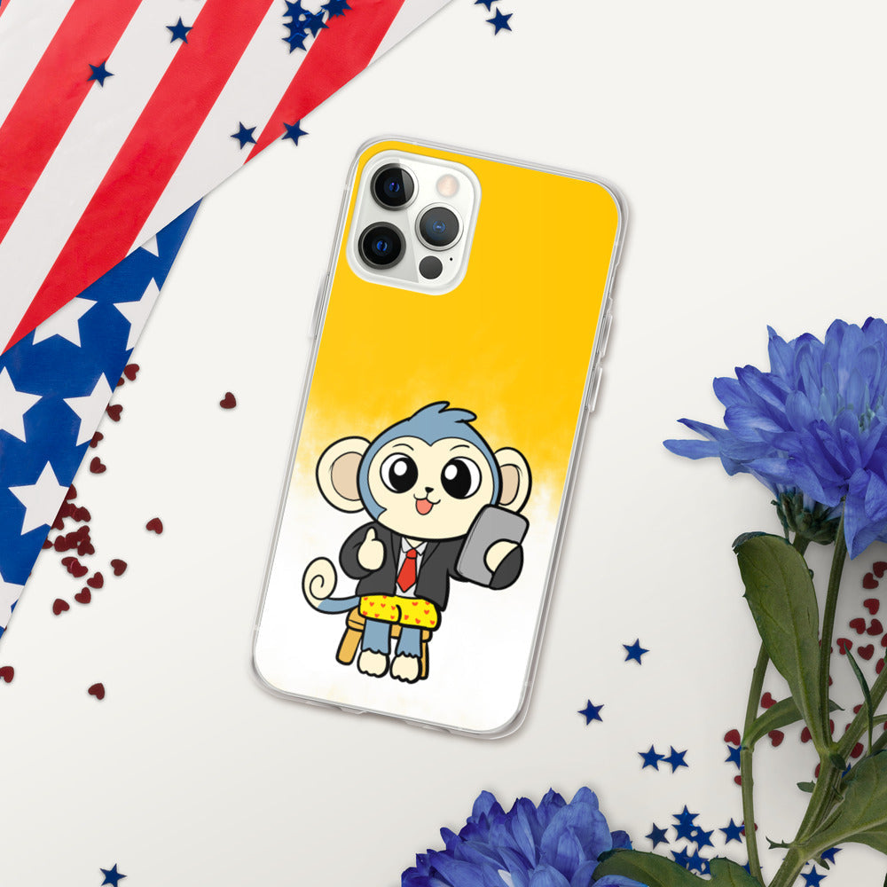 Liberty at Work from Home Cartoon Monkey iPhone Case