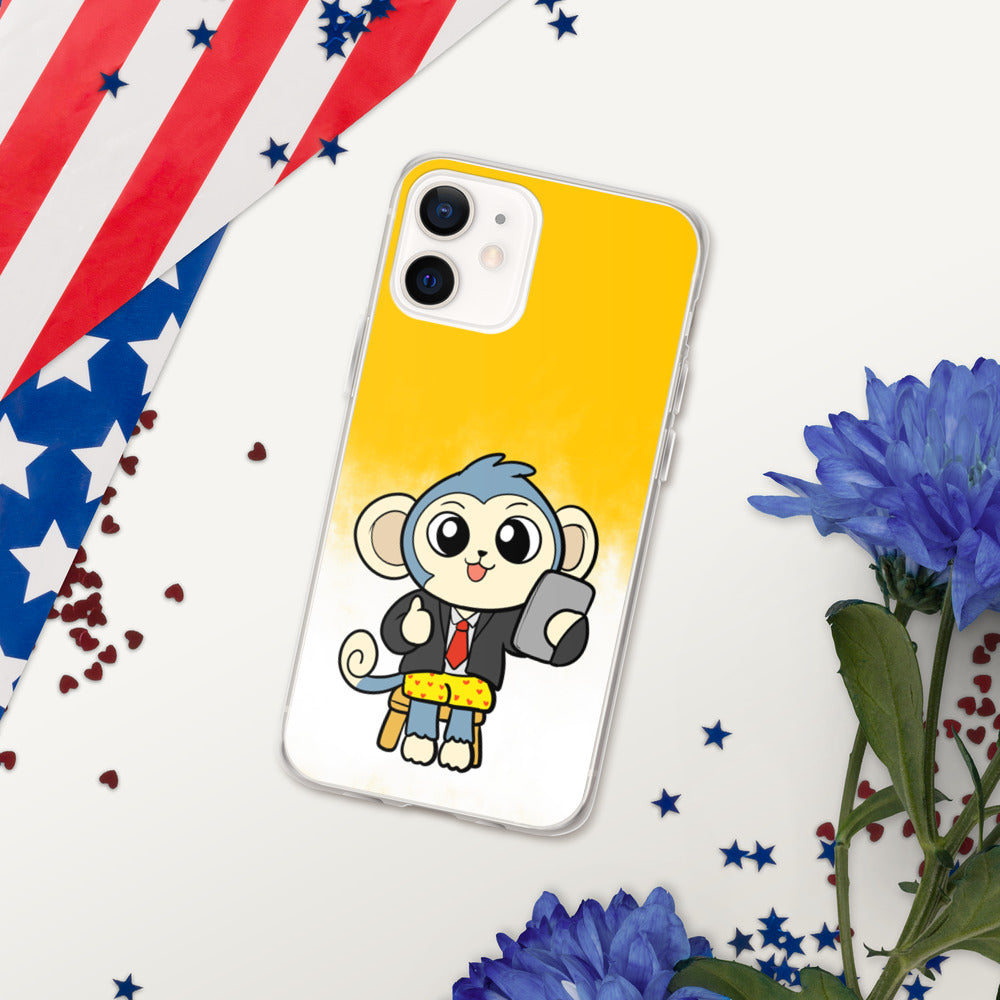Liberty at Work from Home Cartoon Monkey iPhone Case
