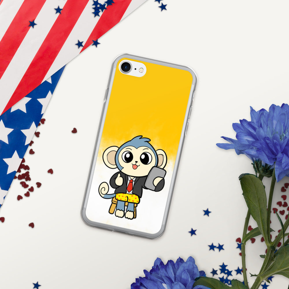 Liberty at Work from Home Cartoon Monkey iPhone Case