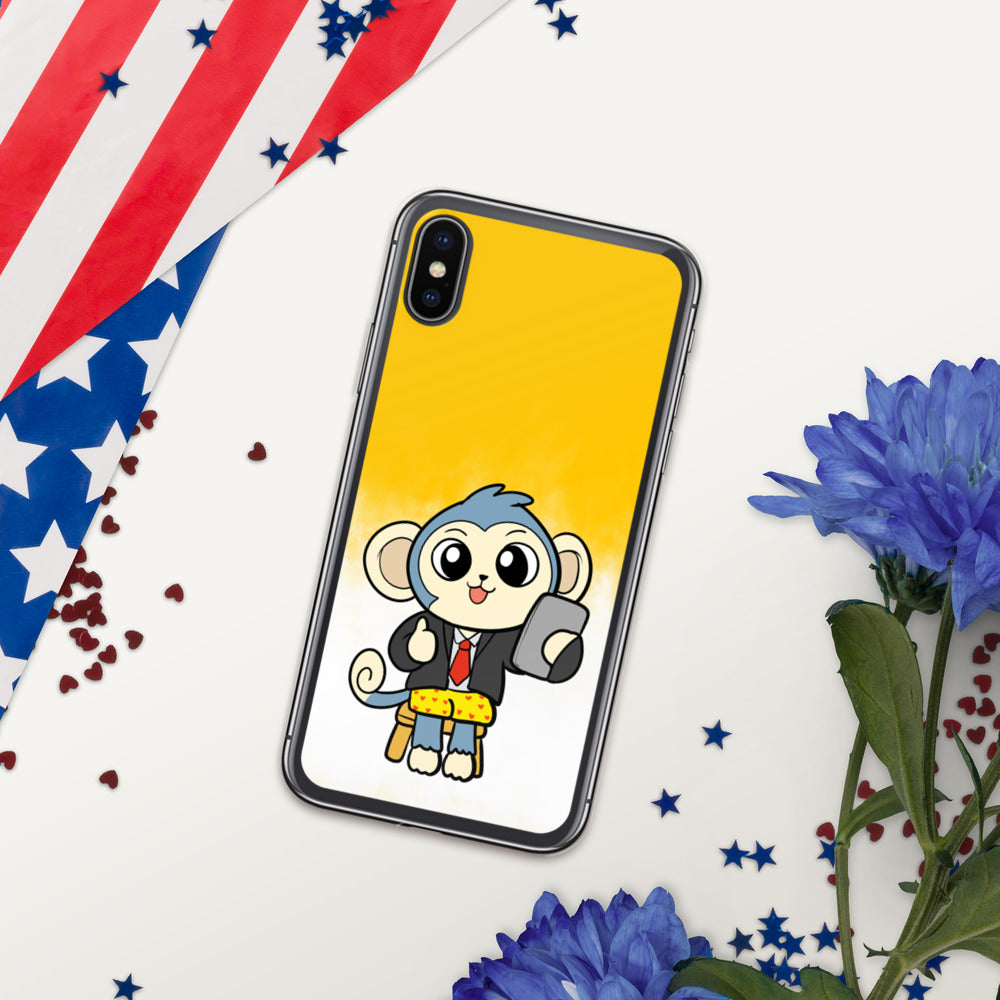 Liberty at Work from Home Cartoon Monkey iPhone Case