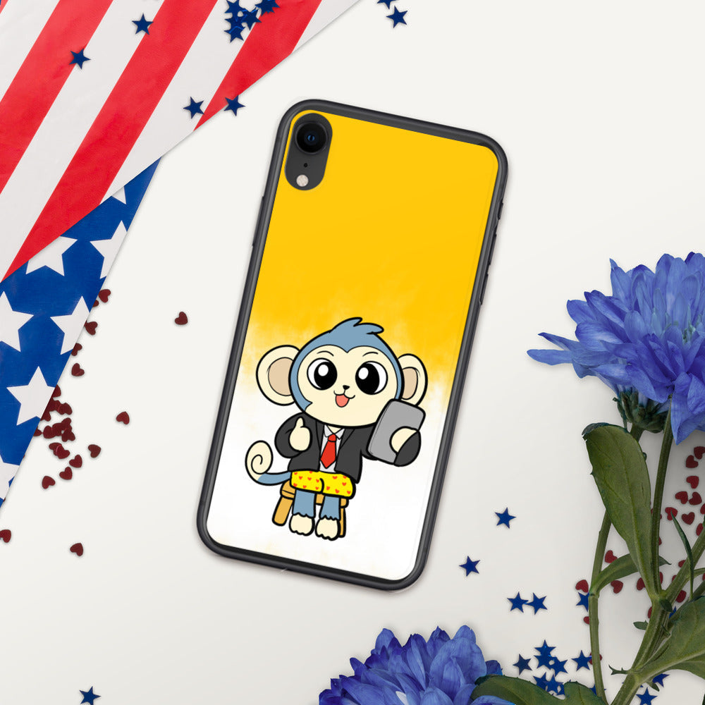 Liberty at Work from Home Cartoon Monkey iPhone Case