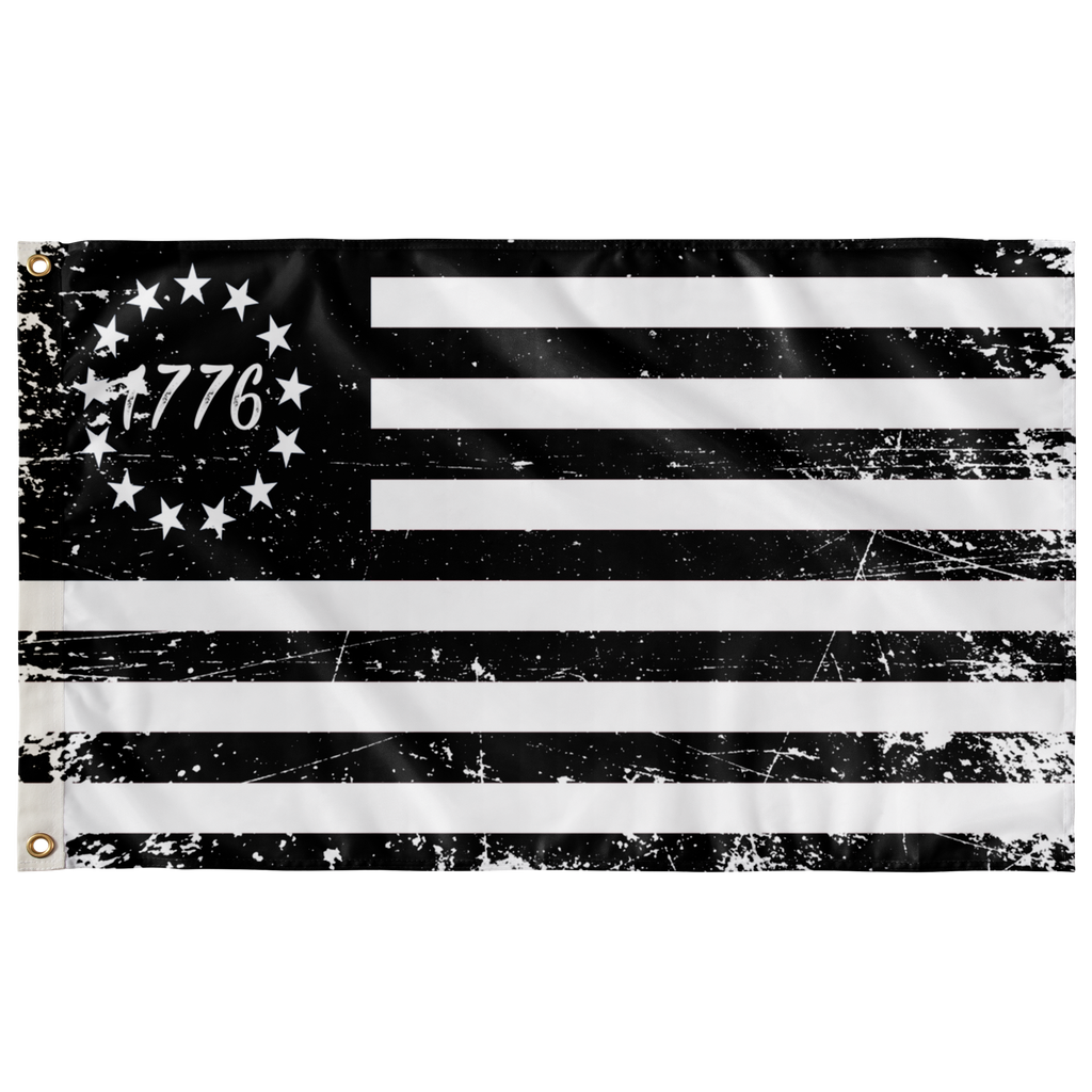 Betsy Ross Single Sided Flag Black 1776 Distressed wall art 36" x 60"