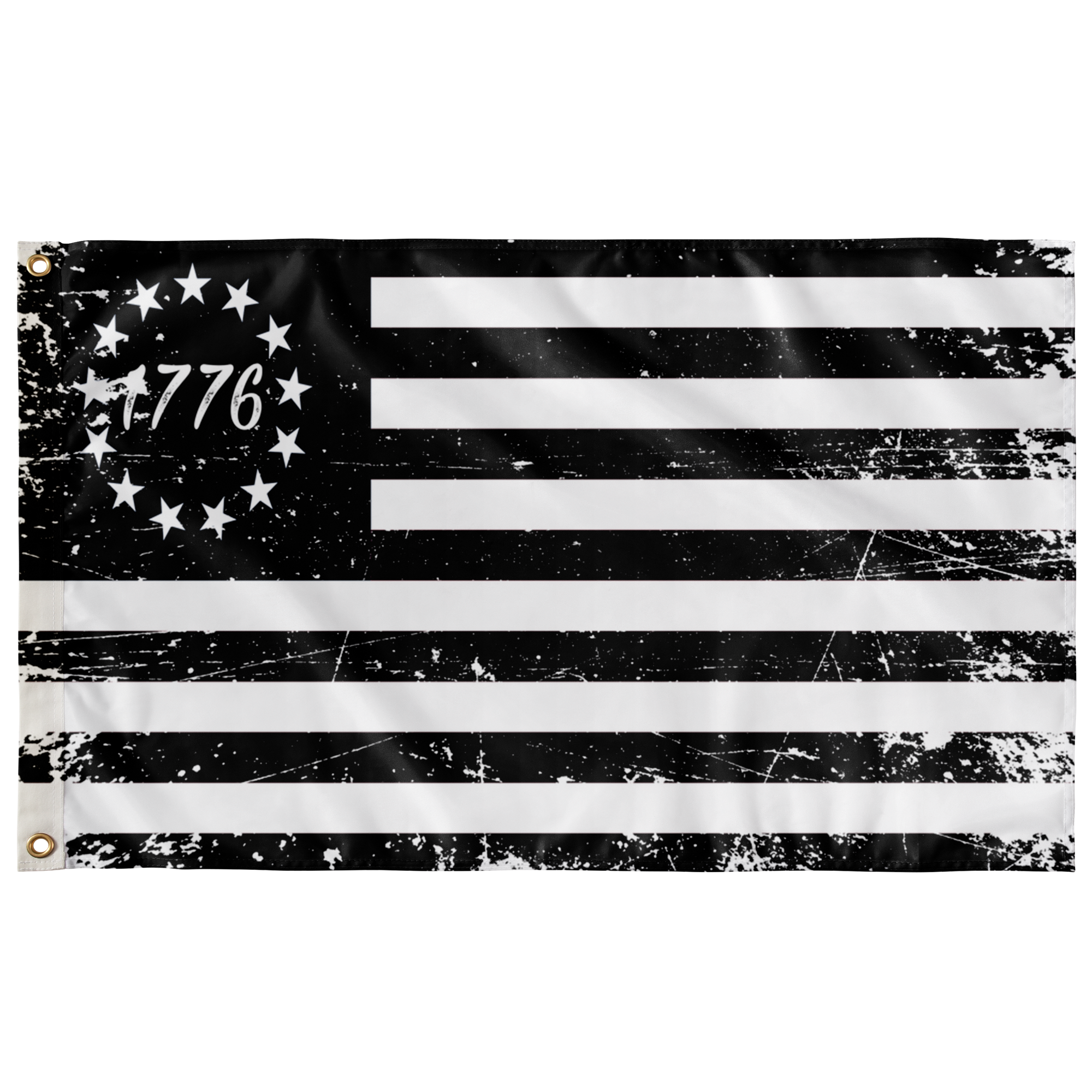 Betsy Ross Single Sided Flag Black 1776 Distressed wall art 36" x 60"