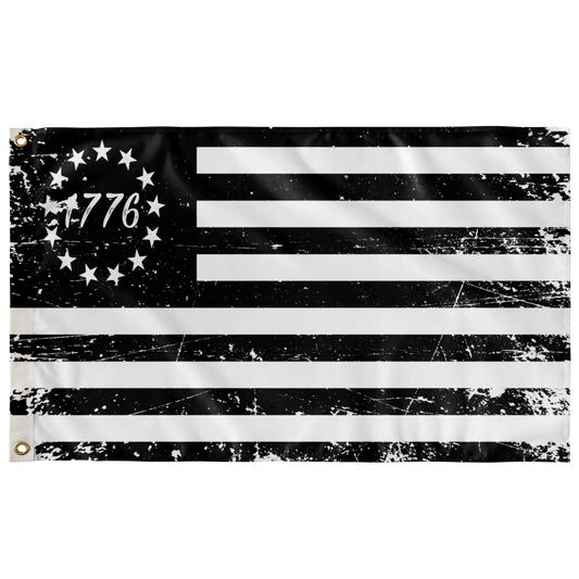 Betsy Ross Single Sided Flag Black 1776 Distressed wall art 36" x 60"