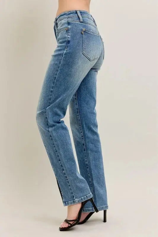 Shoes Trendsi Judy Blue High Waist Vintage Wash Plus Size Jeans Women's: Front Seam Slit